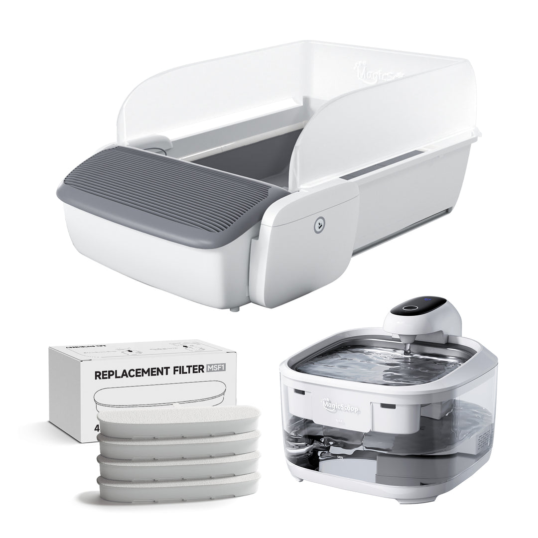MagicScoop Smart Combo Set – Litter Box + Fountain in One Clean Solution