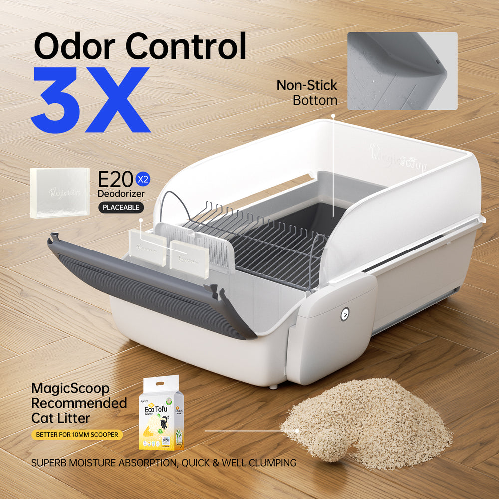MagicScoop Self-Cleaning Cat Litter Box, 0.31'' New Slim Scooper, Automatic Smart Litter Box with App Control, Spacious for Multiple Cats with Trash Bags & Cat Litter Included