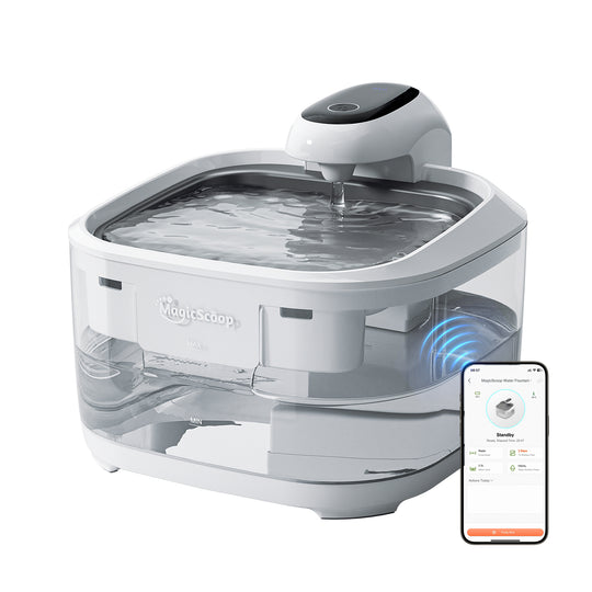 MagicScoop F1 Cat Water Fountain, Pet Fountains for Indoor with Stainless Steel Tray, 3.2L/108oz Automatic Water Dispenser for Drinking, 2.4G Wi-FI Smart APP Monitoring System