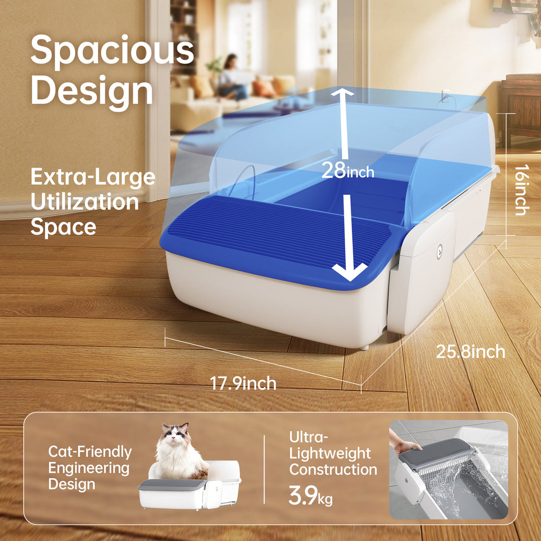 MagicScoop Self-Cleaning Cat Litter Box, 0.31'' New Slim Scooper, Automatic Smart Litter Box with App Control, Spacious for Multiple Cats with Trash Bags & Cat Litter Included