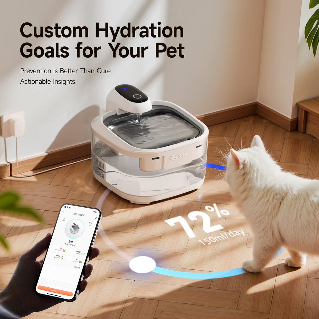 MagicScoop F1 Cat Water Fountain, Pet Fountains for Indoor with Stainless Steel Tray, 3.2L/108oz Automatic Water Dispenser for Drinking, 2.4G Wi-FI Smart APP Monitoring System