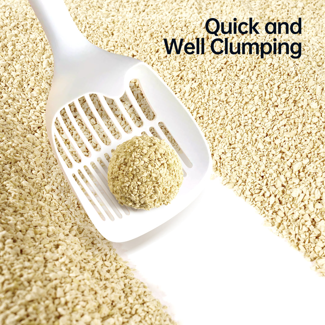 MagicScoop Eco Tofu Cat Litter, 98% Food-Grade Ingredients, Superb Odor Control, Quick&Well Clumping, Dust-Free/Anti-Sticky/Flushable, Suitable for Multi Cats and Litter Boxes of All Types (4 Pack)