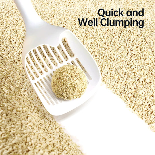 MagicScoop Eco Tofu Cat Litter, 98% Food-Grade Ingredients, Superb Odor Control, Quick&Well Clumping, Dust-Free/Anti-Sticky/Flushable, Suitable for Multi Cats and Litter Boxes of All Types (4 Pack)