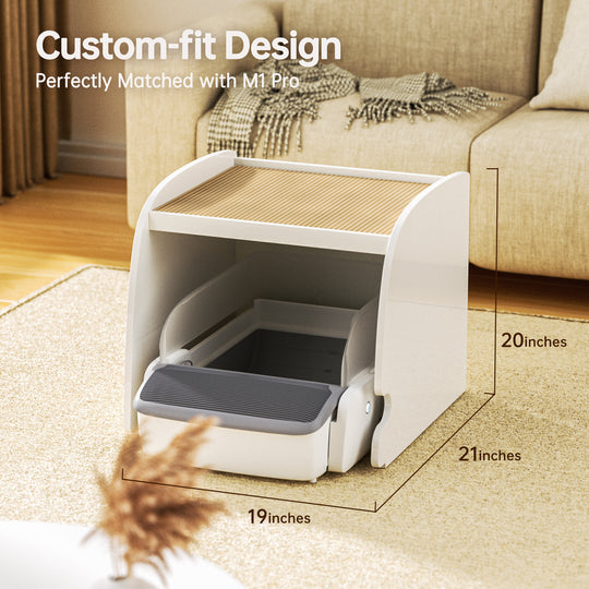 MagicScoop Litter Box Enclosure & Cat Scratcher Tower 2 in 1, Custom-fit Design, Multi-Functional/Lightweight/Edge-Sealing for Odorless, Cat Beds & Furniture