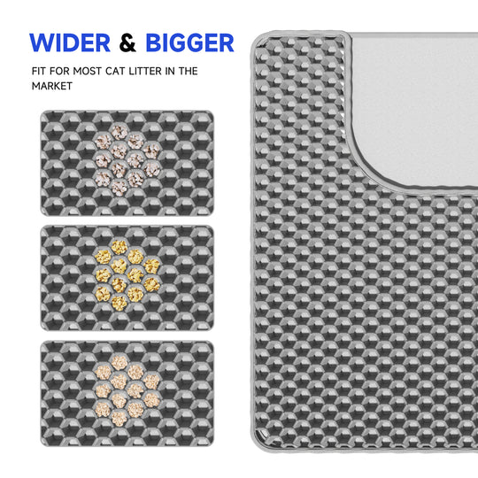 Cat Litter Mat, Honeycomb Double Layer Design, Water & Urine Proof Material, MagicScoop Cat Litter Trapping Mat with Superior Scatter Control, Less Mess, Easy to Clean Litter Box Mat