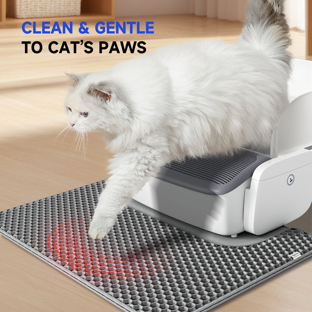 Cat Litter Mat, Honeycomb Double Layer Design, Water & Urine Proof Material, MagicScoop Cat Litter Trapping Mat with Superior Scatter Control, Less Mess, Easy to Clean Litter Box Mat