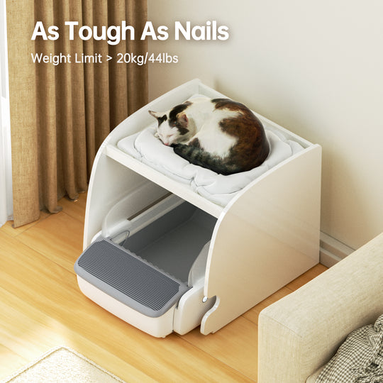 MagicScoop Litter Box Enclosure & Cat Scratcher Tower 2 in 1, Custom-fit Design, Multi-Functional/Lightweight/Edge-Sealing for Odorless, Cat Beds & Furniture