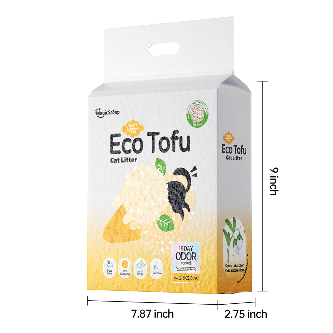 MagicScoop Eco Tofu Cat Litter, 98% Food-Grade Ingredients, Superb Odor Control, Quick&Well Clumping, Dust-Free/Anti-Sticky/Flushable, Suitable for Multi Cats and Litter Boxes of All Types (4 Pack)