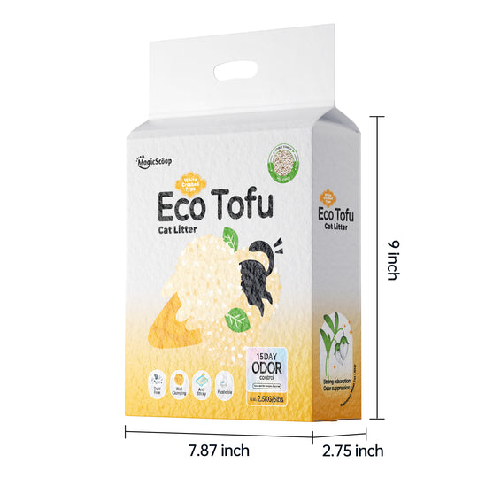 MagicScoop Eco Tofu Cat Litter, 98% Food-Grade Ingredients, Superb Odor Control, Quick&Well Clumping, Dust-Free/Anti-Sticky/Flushable, Suitable for Multi Cats and Litter Boxes of All Types (4 Pack)